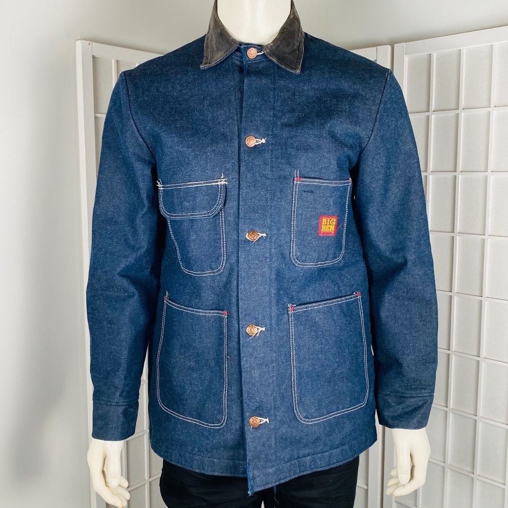Vintage USA, Mens Big Ben Denim Blanket Lined Barn Chore Coat, L